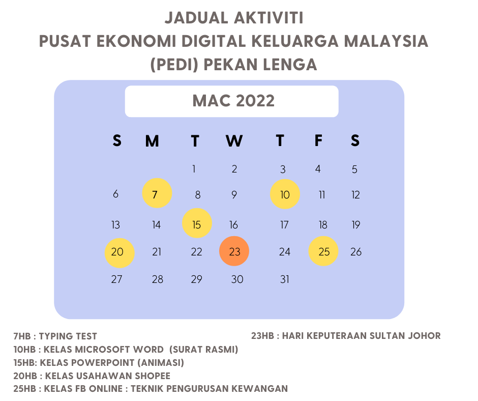 JADUAL AKTITVIT MAC 2022