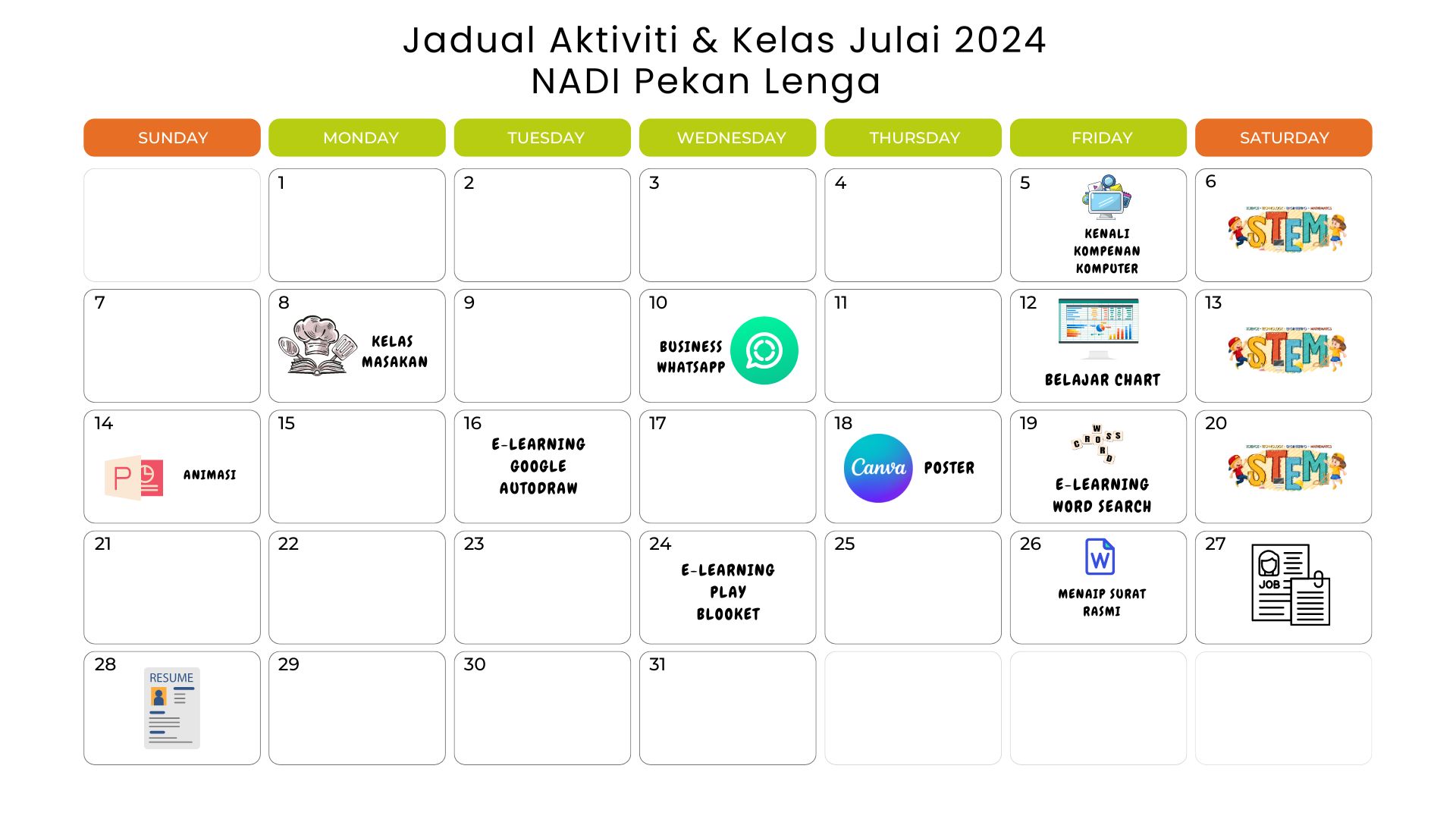 JADUAL AKTIVITI BULAN JULAI 2024