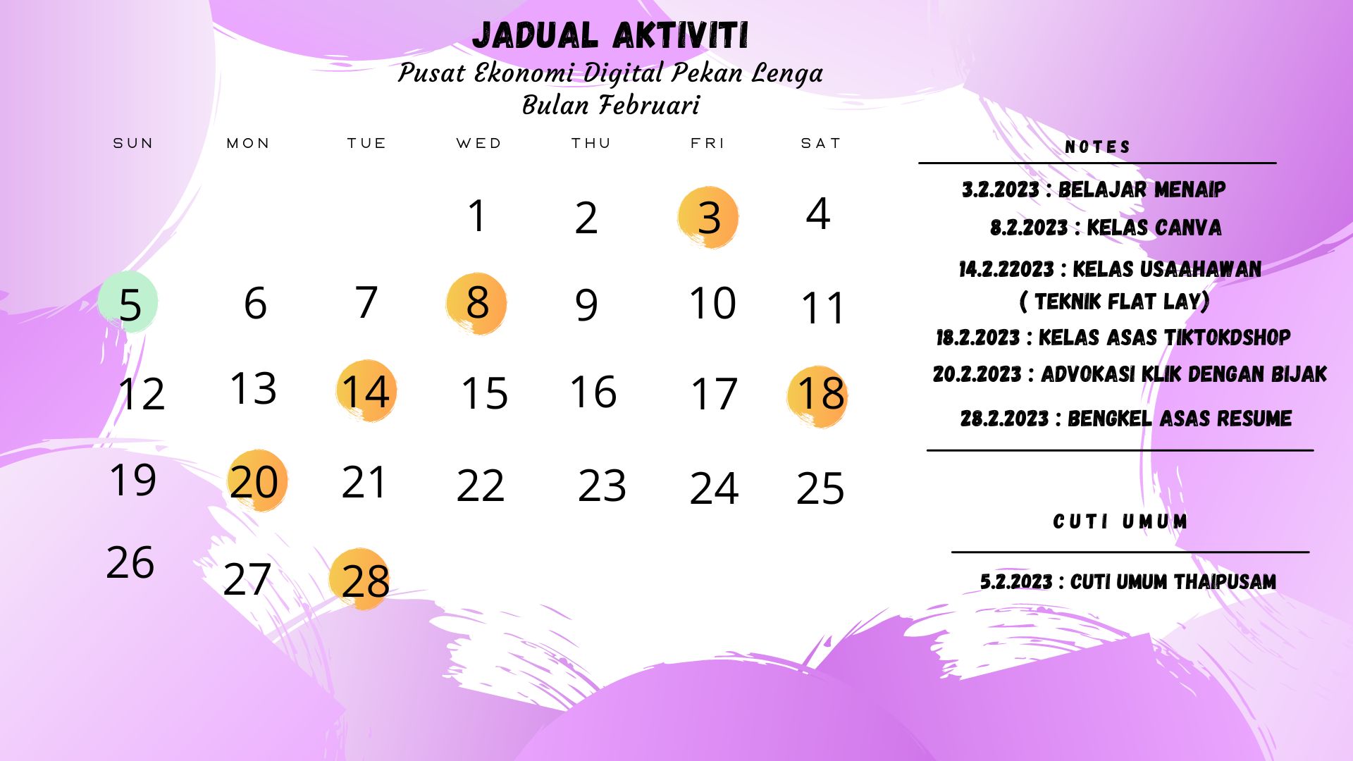 JADUAL AKTIVITI FEB 2023