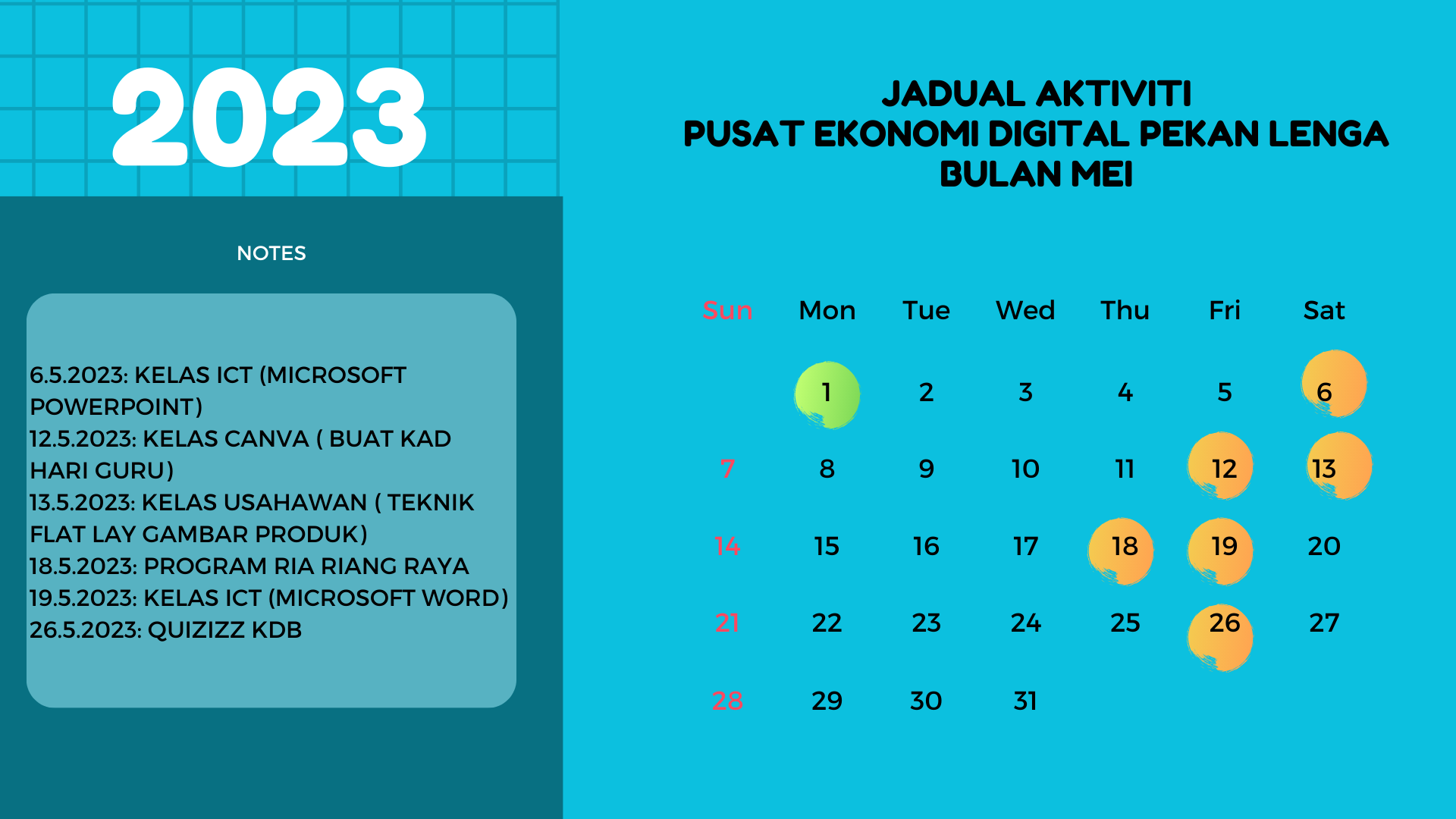 JADUL AKTIVIIT BULAN MEI 2023