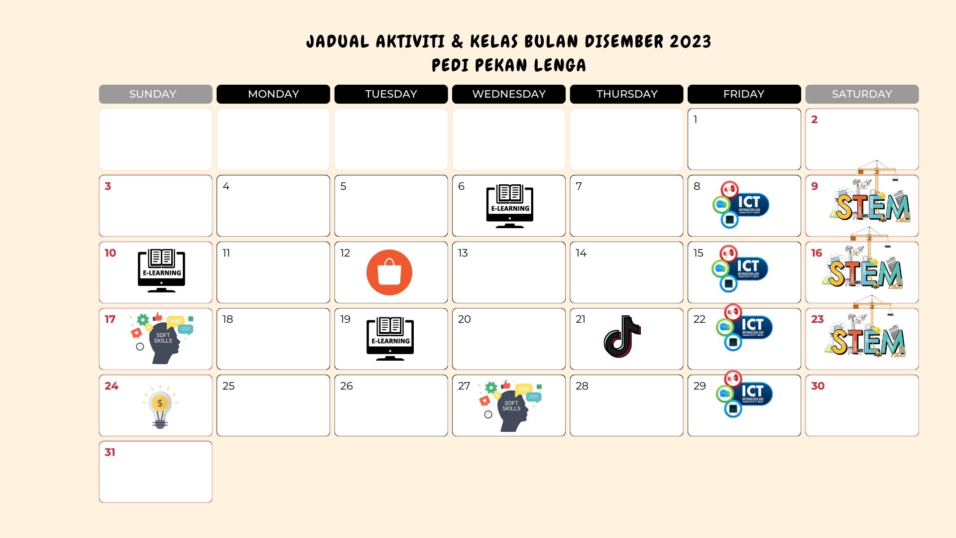 Jadual Aktiviti Bulan Disember 2023